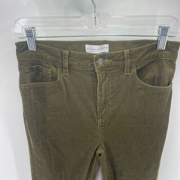 LOFT Women's Corduroy Pants High Waist Skinny Stretch Casual green olive Size 4 - Picture 7 of 10
